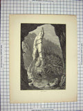 Original Old Antique Print View Dove Dale Rocks River Camp-Fire C1790-C1900