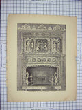 Old Antique Print C1790-C1900 Architecture Chimney-Piece Peter'S Hospital 18th