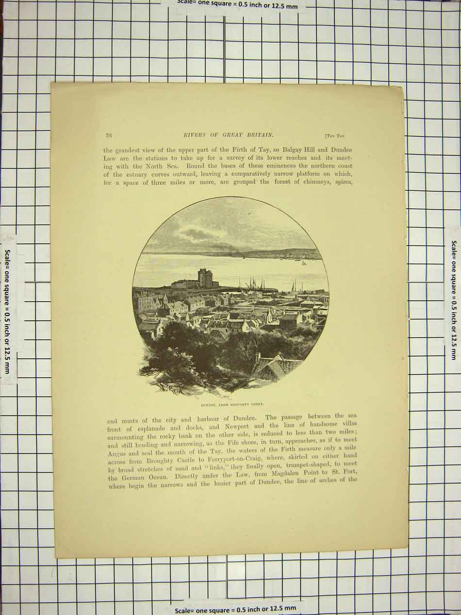 Original Old Antique Print C1790-C1900 Ellen'S Isle Mountains River Trees 18th