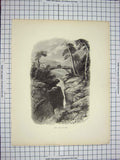 Old Antique Print C1790-C1900 View Linn River Dee Bridge Trees Rowbotham 18th