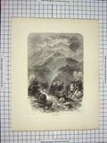 Original Old Antique Print C1790-C1900 View Benvenue Mountains River Rowbotham