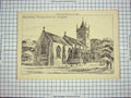 Original Old Antique Print 1855 View Burnham Thorpe Church Norfolk England 19th