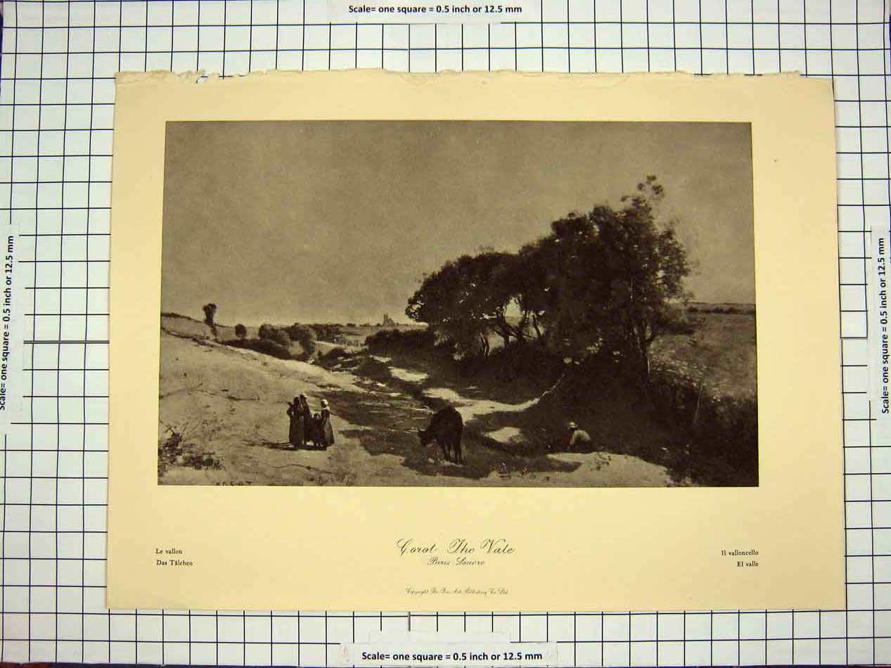 Original Old Antique Print Landscape Trees Vale Paris Louvre C1790-C1900 18th