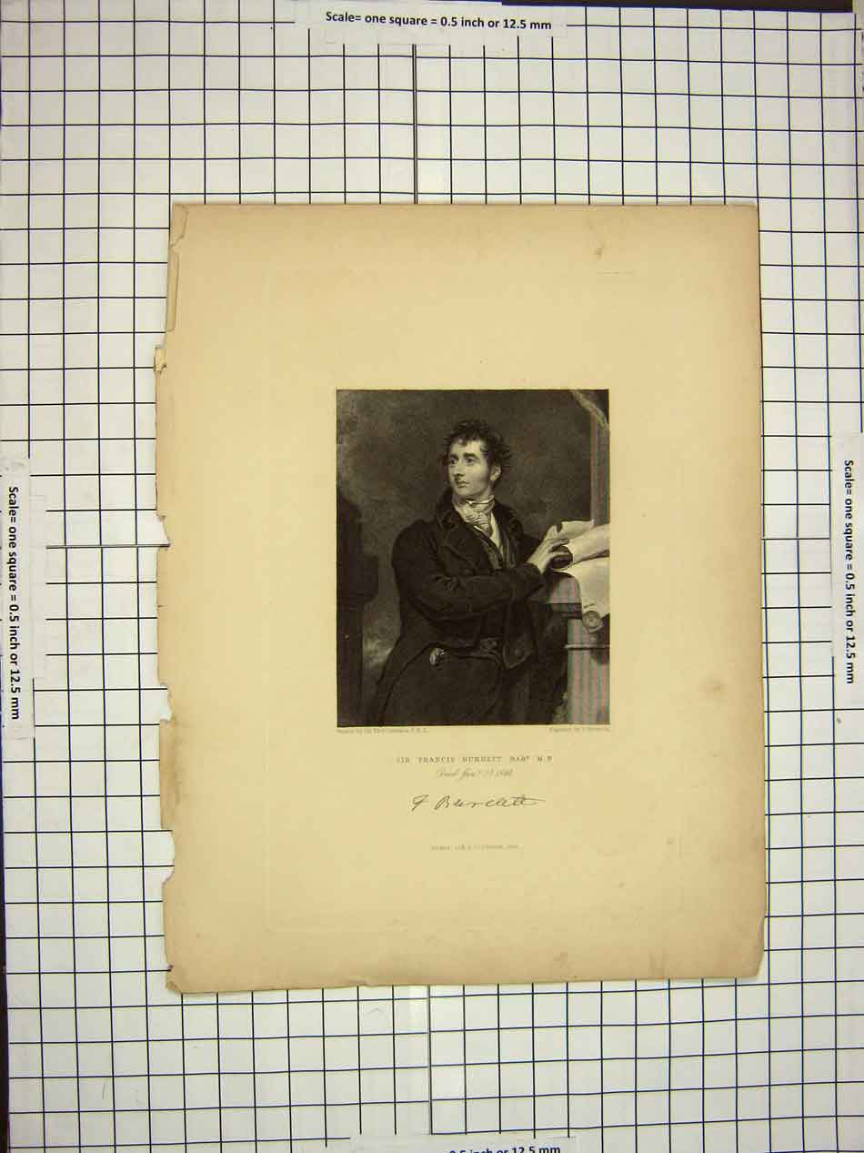 Original Old Antique Print C1790-C1900 Portrait Sir Francis Burdett M.P. 18th