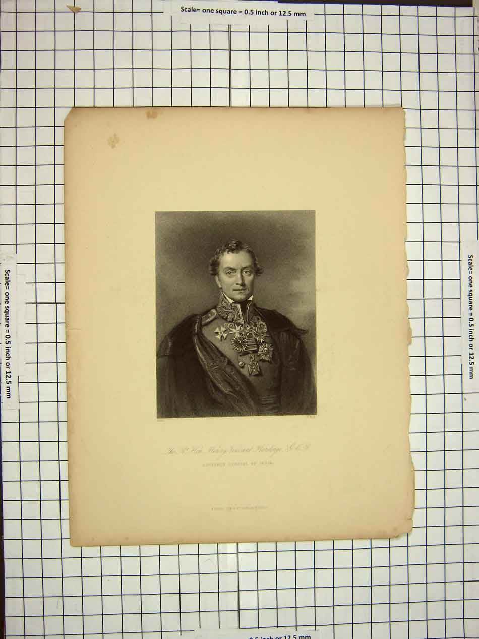 Original Old Antique Print C1790-C1900 Portrait Henry Viscount Hardinge 18th