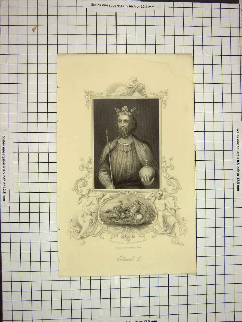 Original Old Antique Print C1790-C1900 Portrait King Edward Ii Bannockburn 18th