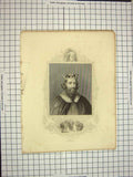 Original Old Antique Print C1790-C1900 Portrait King Alfred Hastings 18th