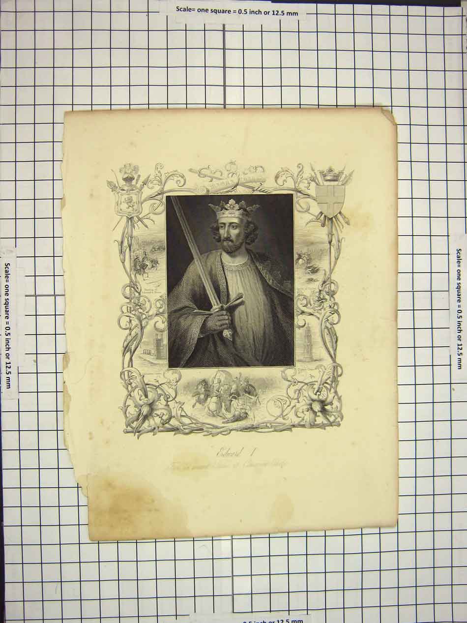 Original Old Antique Print C1790-C1900 Portrait King Edward Carnarvon 18th