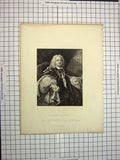 Original Old Antique Print C1790-C1900 Portrait Bishop Hoadly Engraving 18th