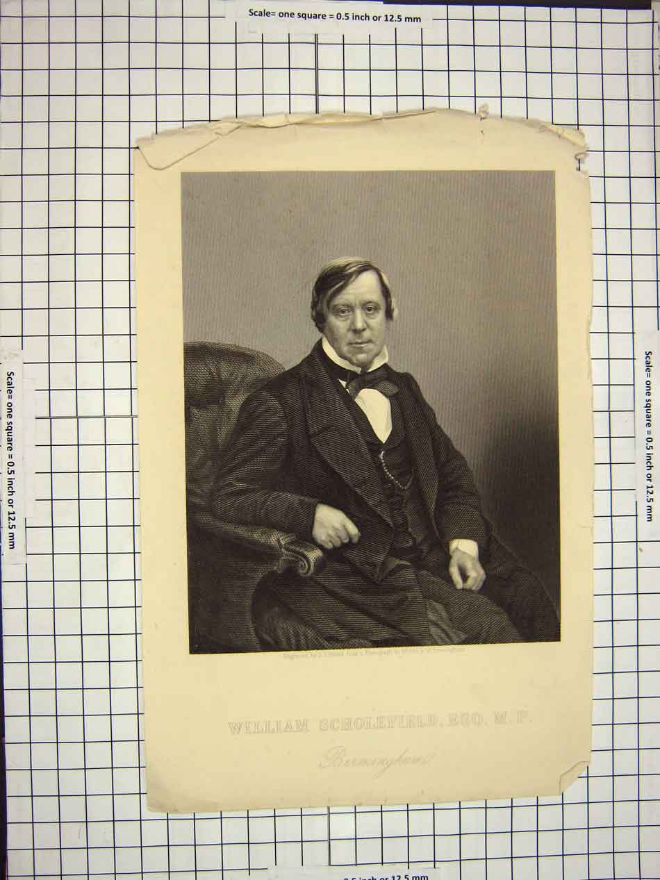 Original Old Antique Print C1790-C1900 Portrait William Scholefield M.P. 18th