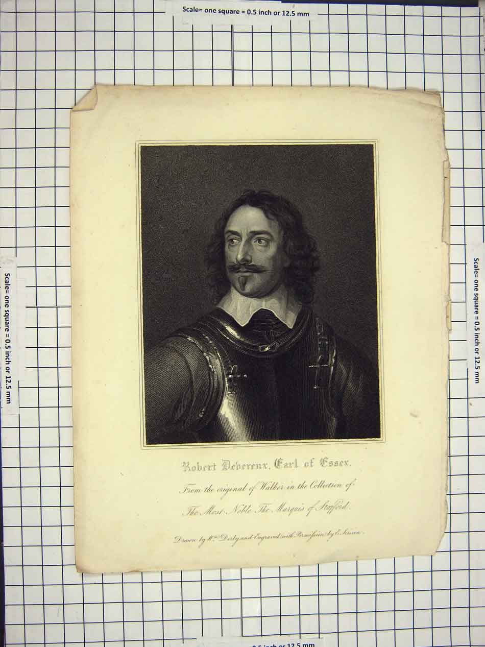 Original Old Antique Print C1790-C1900 Portrait Robert Debereux Earl Essex 18th