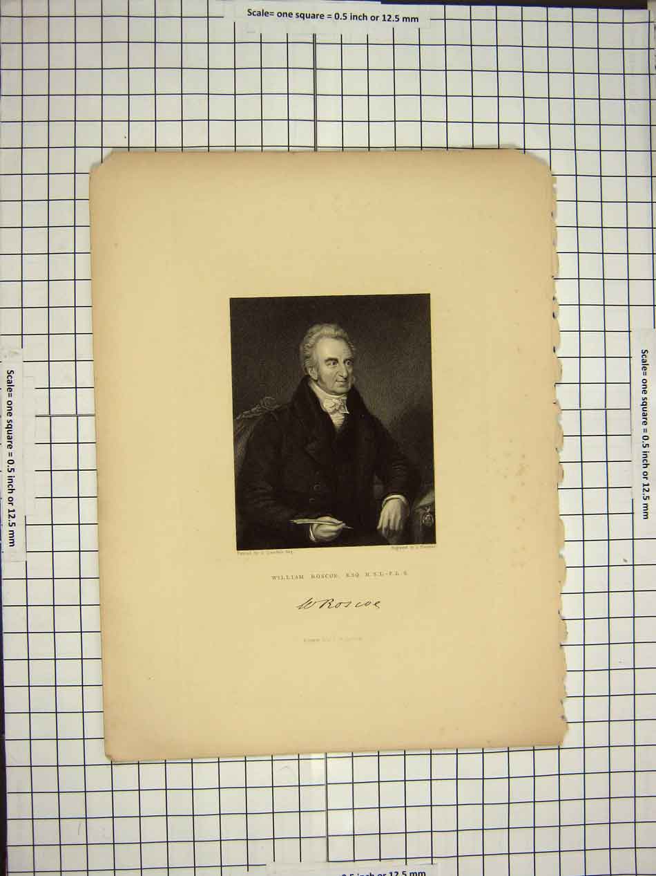 Original Old Antique Print C1790-C1900 Portrait William Roscoe Freeman 18th