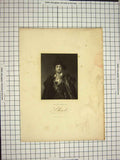 Original Old Antique Print C1790-C1900 Portrait John Philip Kemble Adcock 18th