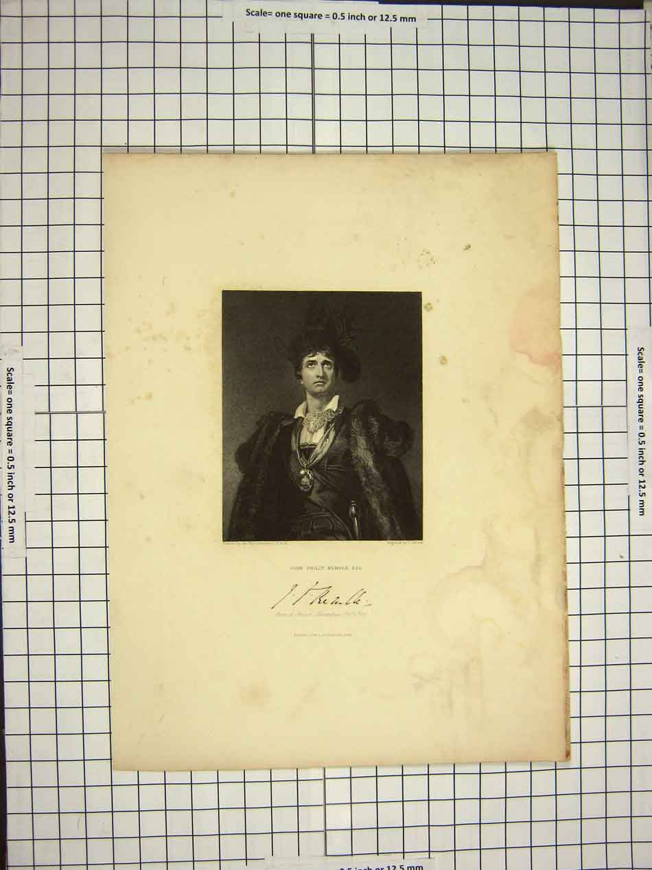 Original Old Antique Print C1790-C1900 Portrait John Philip Kemble Adcock 18th