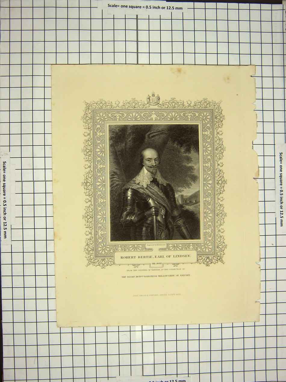 Original Old Antique Print C1790-C1900 Portrait Robert Bertie Earl Lindsey 18th