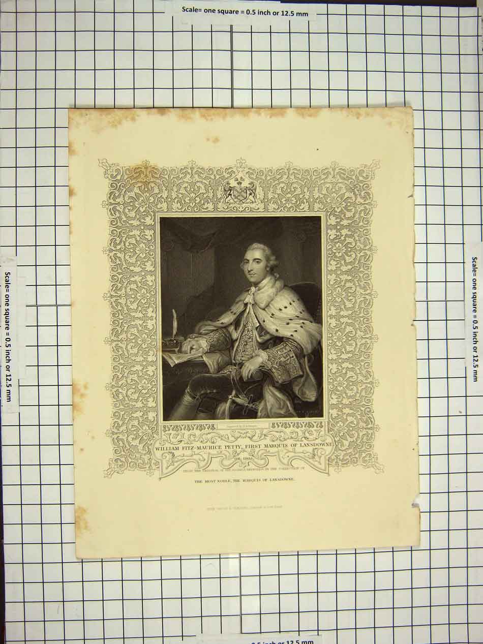 Original Old Antique Print Portrait William Fitz-Maurice Lansdowne Marquis