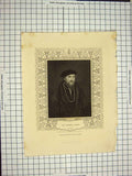 Original Old Antique Print C1790-C1900 Portrait Sir Anthony Denny Mote 18th