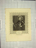 Original Old Antique Print C1790-C1900 Portrait Sir Nicholas Carew 18th Century