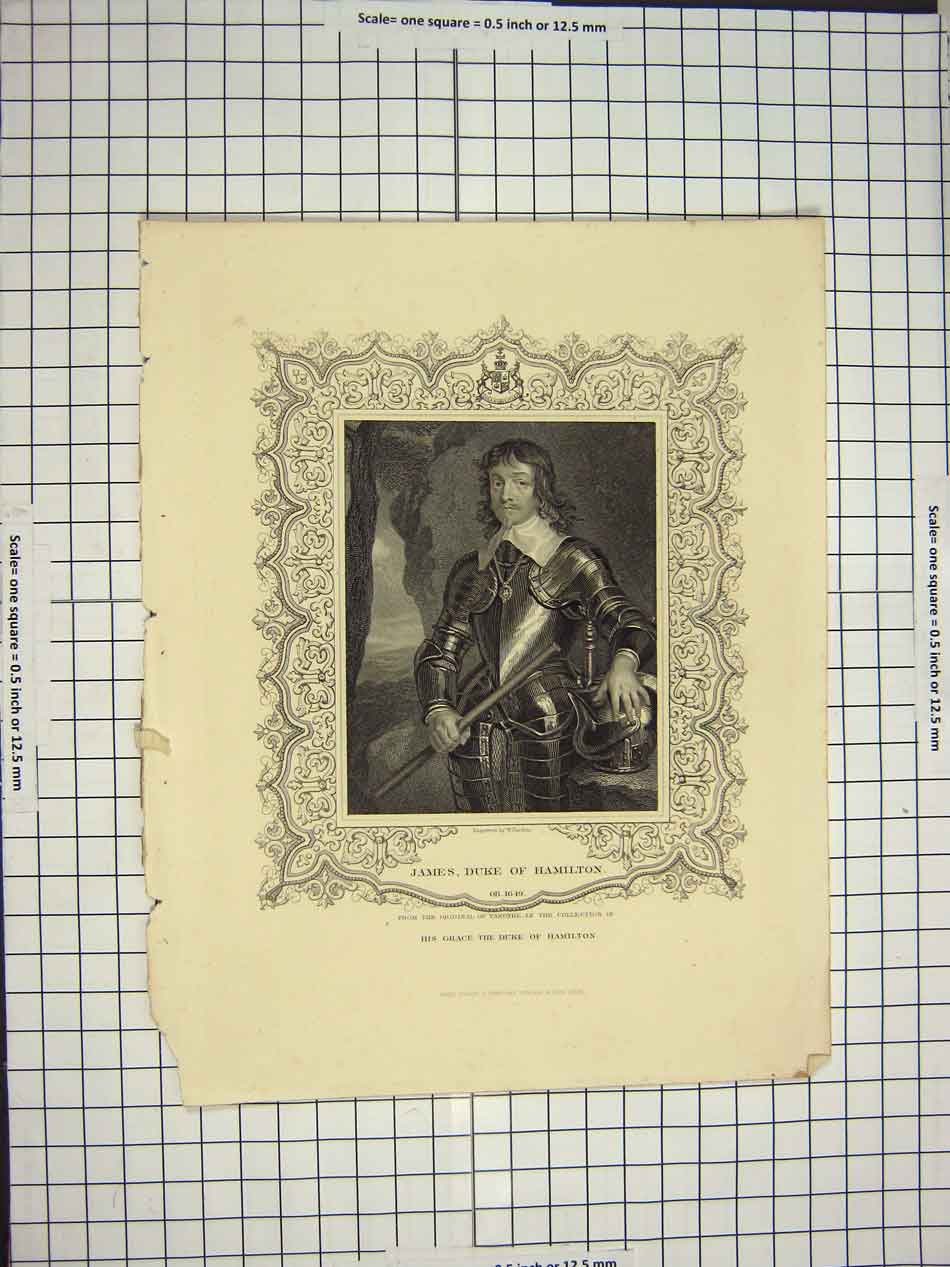 Old Antique Print Ref.542 C1790-C1900 Portrait James Duke Hamilton Finden