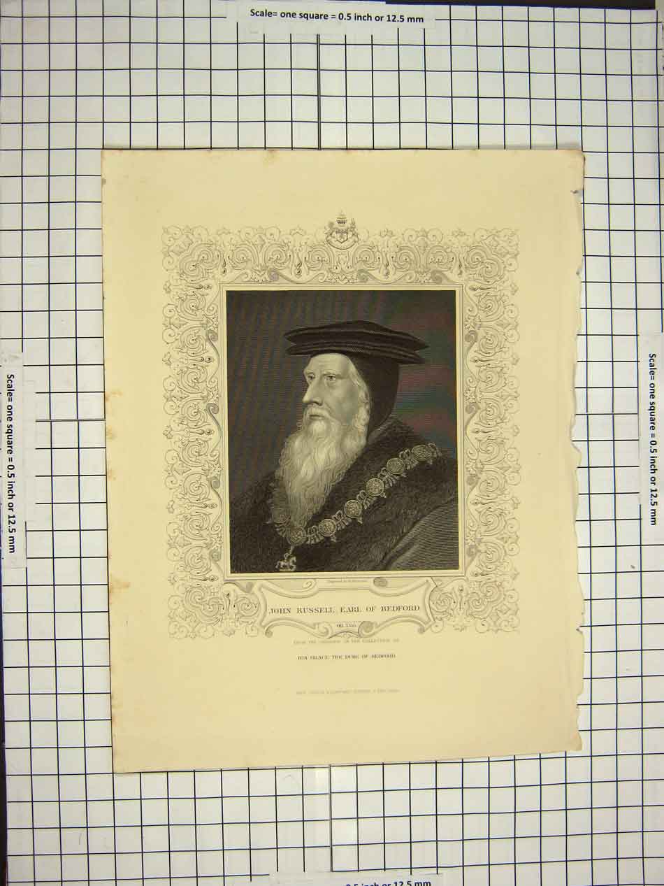 Original Old Antique Print C1790-C1900 Portrait John Russell Earl Bedford 18th