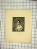 Original Old Antique Print 1845 Portrait Missionary'S Wife Engraving Victorian