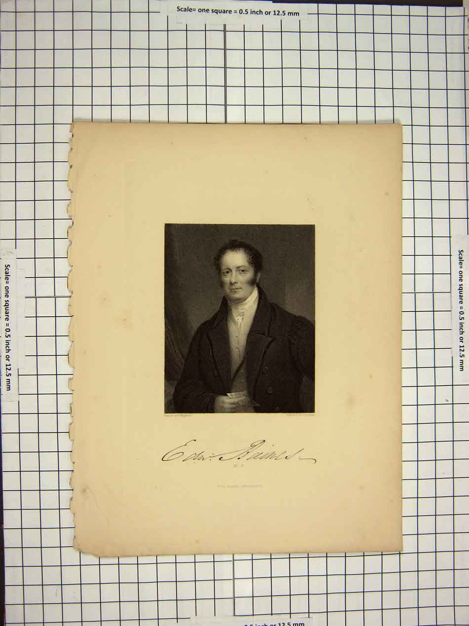 Original Old Antique Print C1790-C1900 Portrait Baines Member Parliament 18th