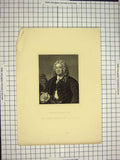 Original Old Antique Print C1790-C1900 Portrait Martin Folkes Engraving 18th