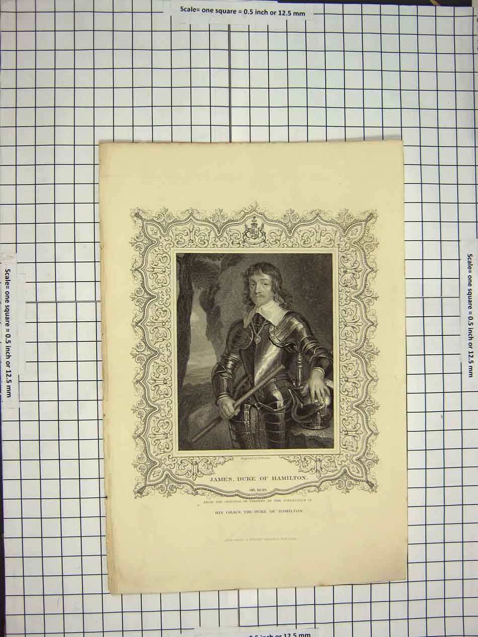 Original Old Antique Print C1790-C1900 Portrait James Duke Hamilton Finden 18th