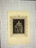 Original Old Antique Print C1790-C1900 Portrait Edward Lord Herbert Cherbury