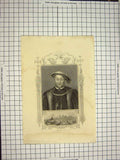 Original Old Antique Print C1790-C1900 Portrait King Henry Viii Engraving 18th