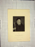 Original Old Antique Print C1790-C1900 Portrait Wiclif Engraving White 18th