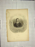 Original Old Antique Print C1790-C1900 Portrait Milton Engraving French 18th