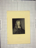 Original Old Antique Print Ref.536 C1790-C1900 Portrait Milton Engraving Cook