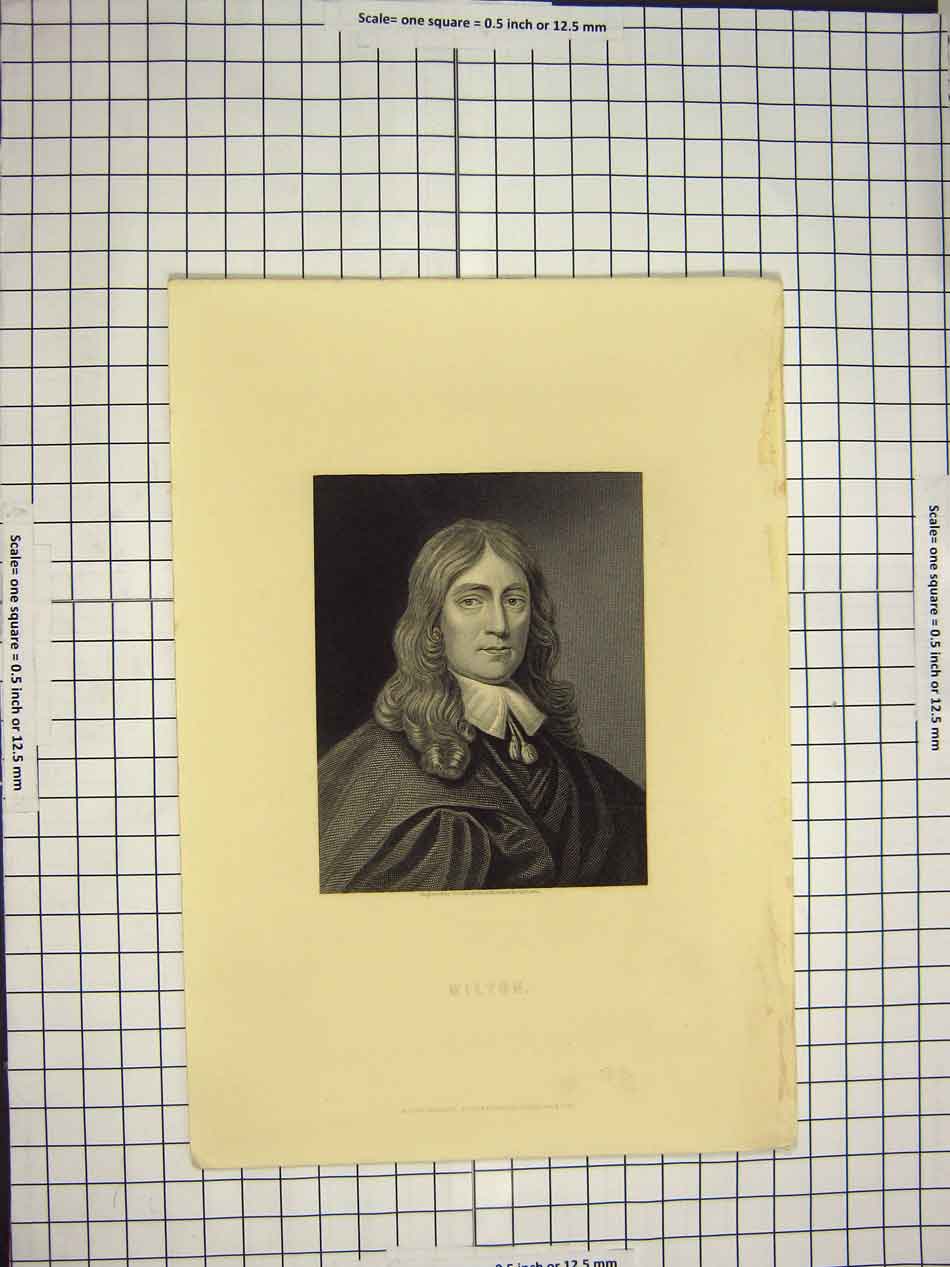 Original Old Antique Print C1790-C1900 Portrait Milton Engraving Cook 18th