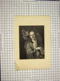Original Old Antique Print C1790-C1900 Portrait Salvator Rosa Engraving 18th