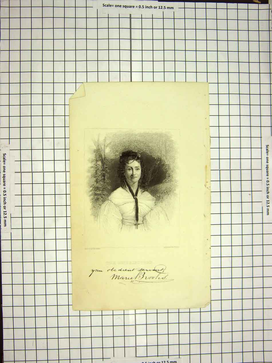 Original Old Antique Print C1790-C1900 Portrait Maria Broolis Engraving 18th