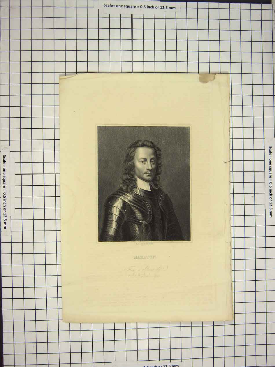 Original Old Antique Print C1790-C1900 Portrait Hampden Engraving 18th Century