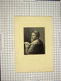 Original Old Antique Print C1790-C1900 Portrait Lodovico Ariosto Morghen 18th