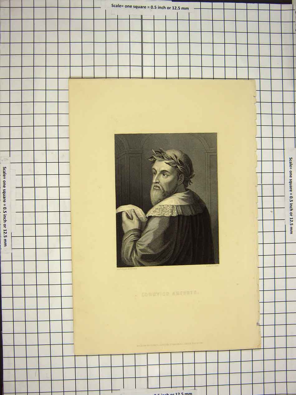 Original Old Antique Print C1790-C1900 Portrait Lodovico Ariosto Morghen 18th