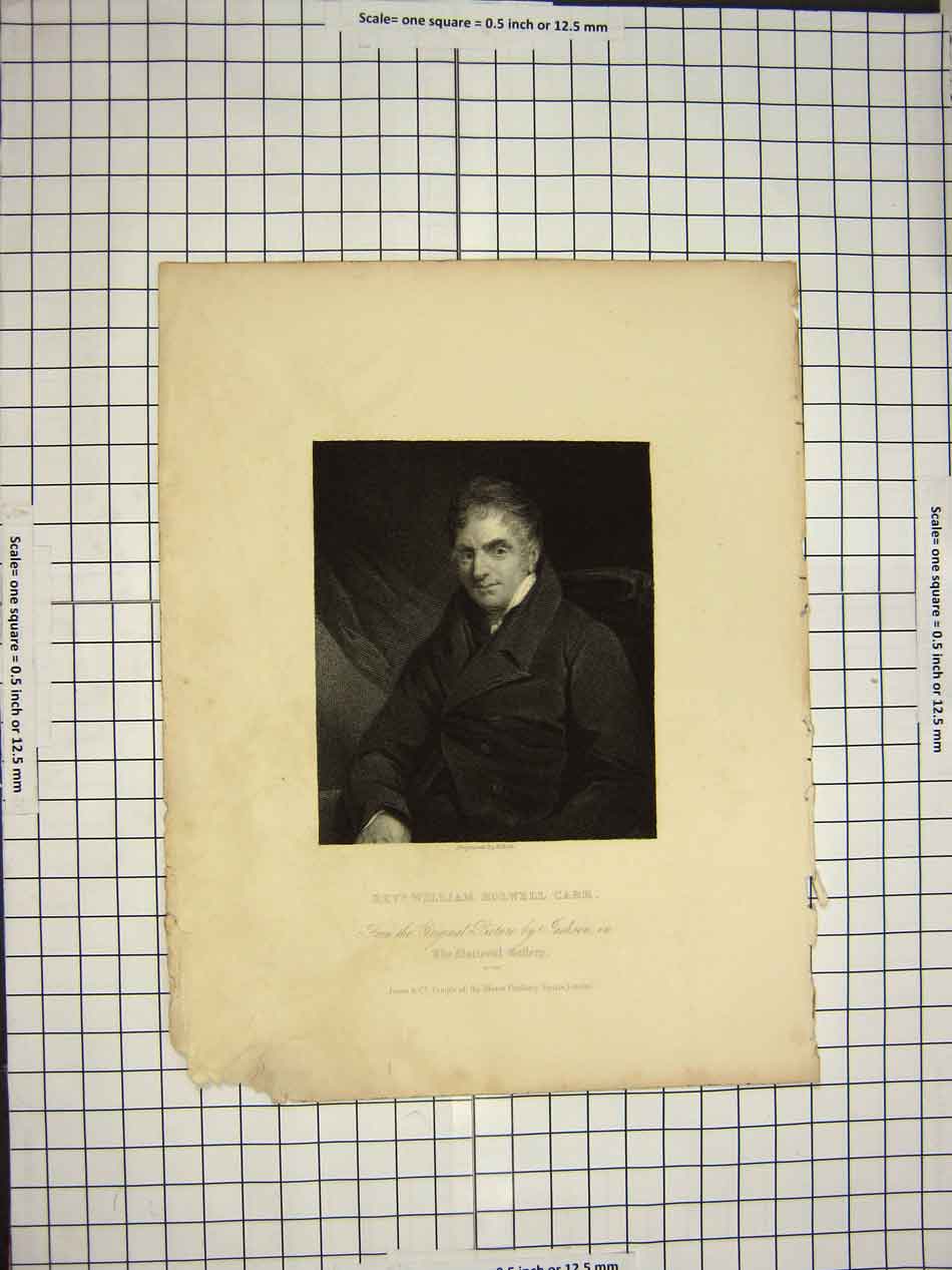 Original Old Antique Print C1790-C1900 Rev. William Holwell Carr Portrait 18th