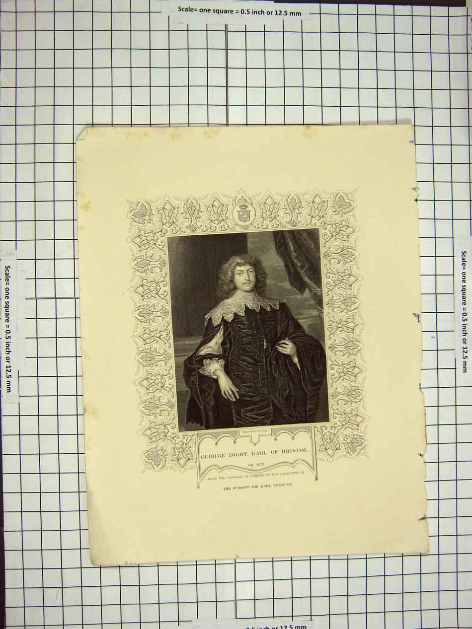 Original Old Antique Print C1790-C1900 George Digby Earl Bristol Portrait 18th