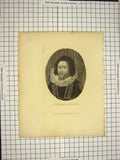 Original Old Antique Print 1779 Portrait Sir Henry Unton Godfrey 18th Century