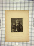 Original Old Antique Print Portrait Martin Folkes Hogarth C1790-C1900 18th