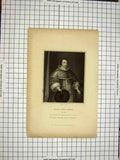 Original Old Antique Print C1790-C1900 Portrait Ralph Lord Hopton Cochran 18th