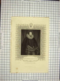 Old Antique Print C1790-C1900 Portrait Robert Devereux Earl Sussex Mote 18th