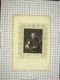 Original Old Antique Print C1790-C1900 Portrait Lucius Carey Viscount Falkland