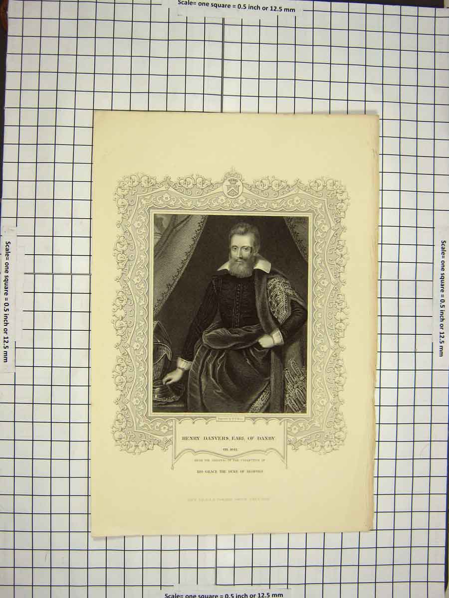 Original Old Antique Print C1790-C1900 Portrait Henry Danvers Earl Danby 18th