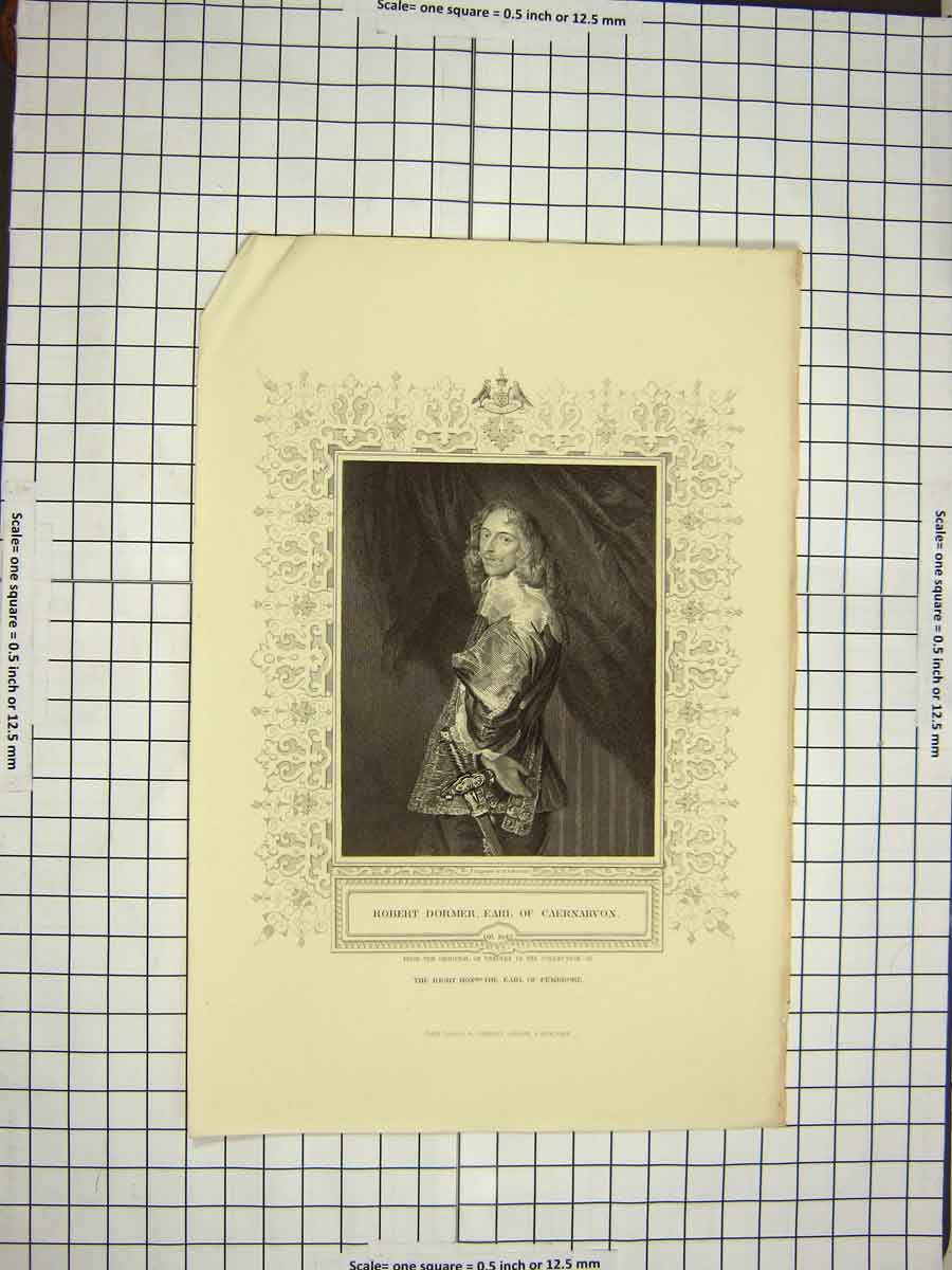 Original Old Antique Print C1790-C1900 Portrait Robert Dormer Earl Caernarvon