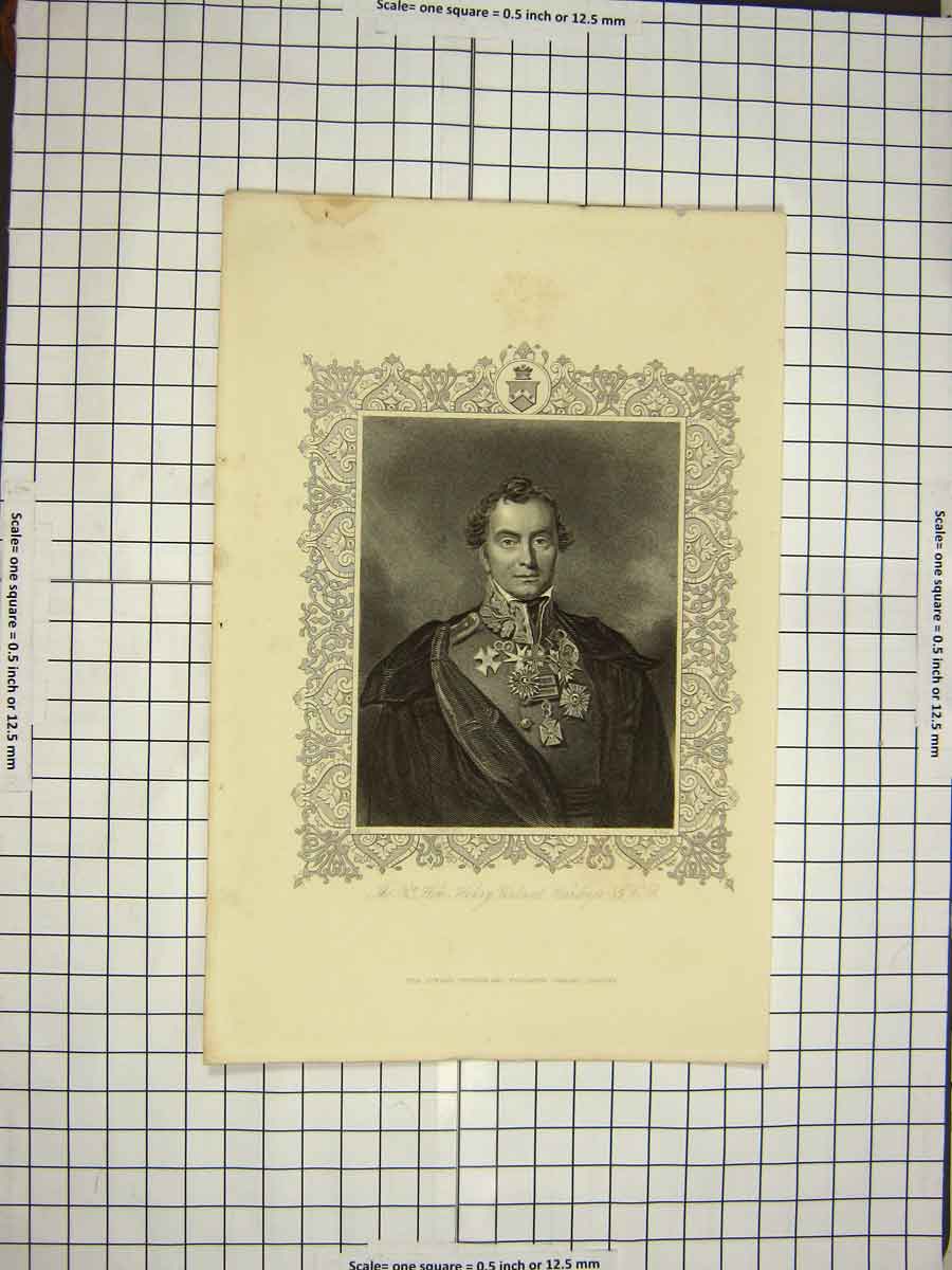 Original Old Antique Print Ref.553 C1790-C1900 Portrait Henry Viscount Hardinge