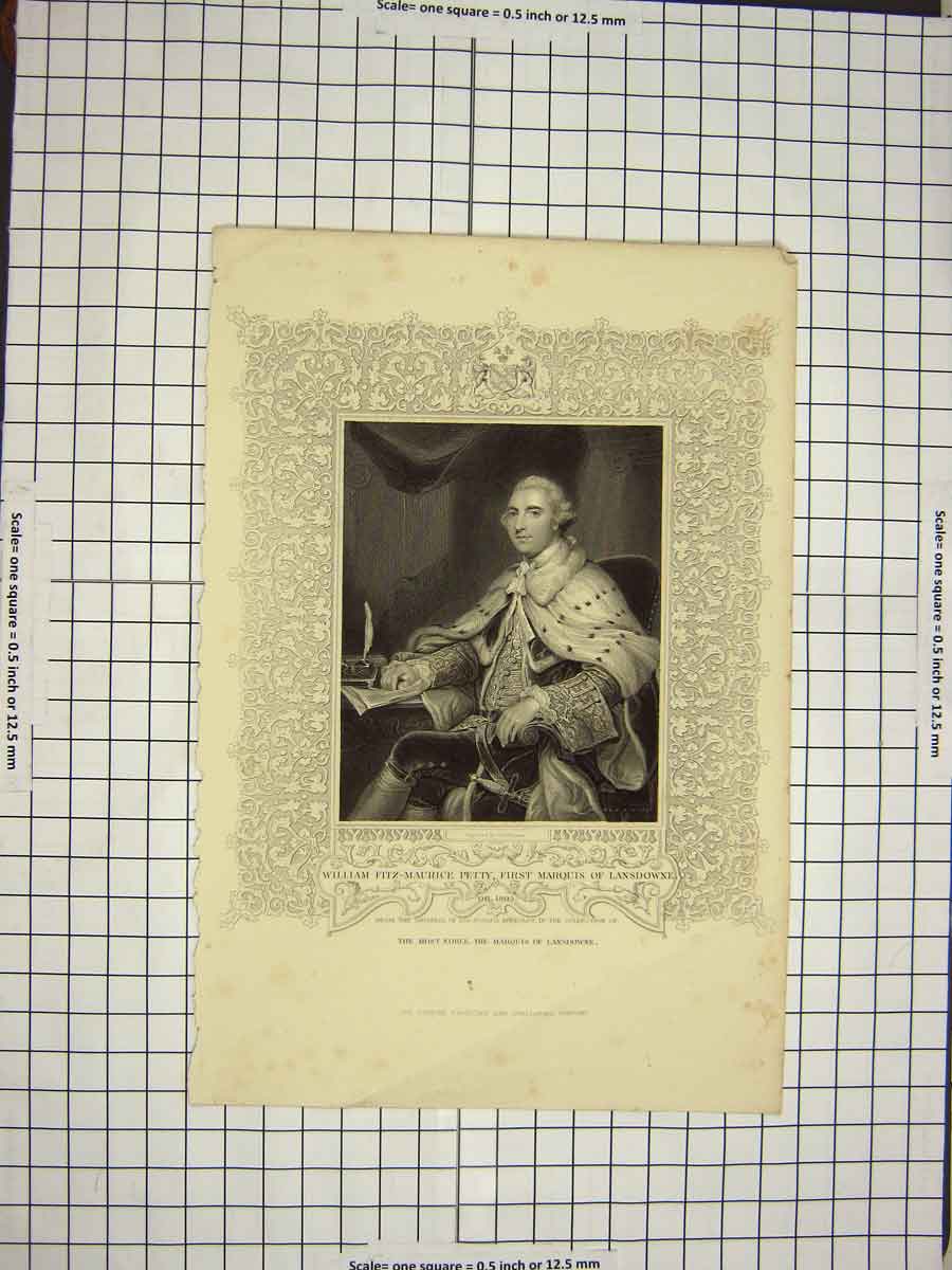 Old Antique Print C1790-1900 William Fitz-Maurice Petty Marquis Lansdowne 18th